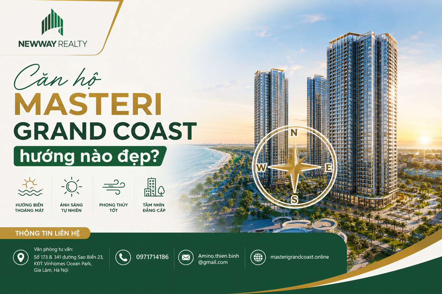 Căn hộ Masteri Grand Coast hướng nào đẹp