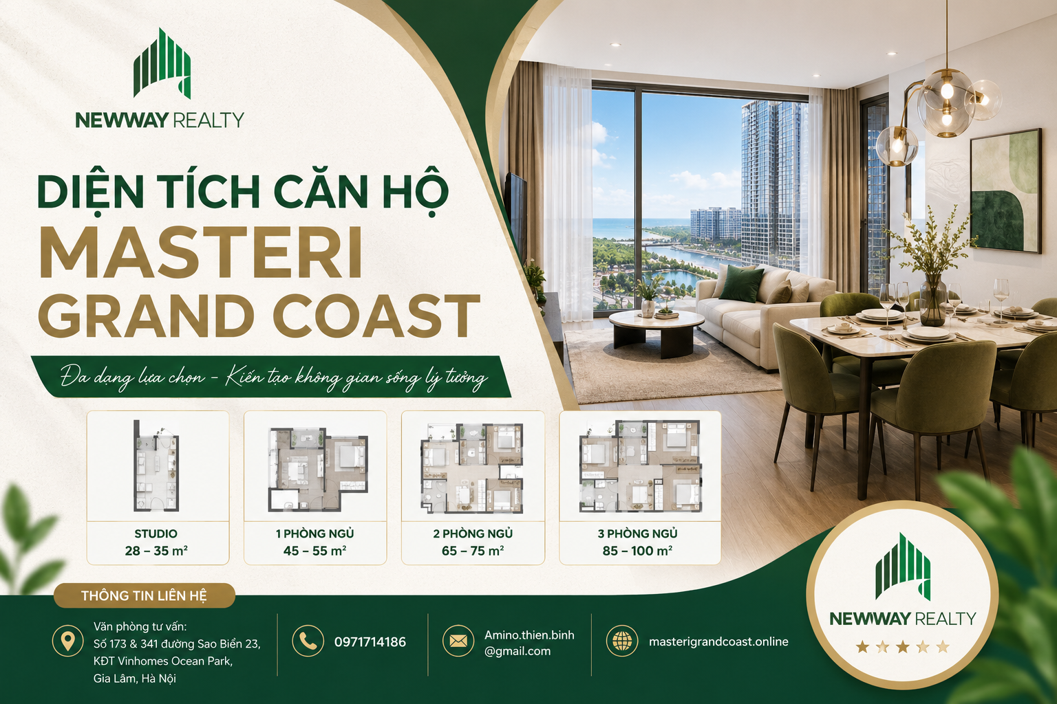 Diện tích căn hộ Masteri Grand Coast